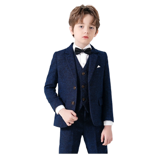 罗蒙儿童西装套装花童礼服2025新款男孩钢琴表演服舞台装小西服春