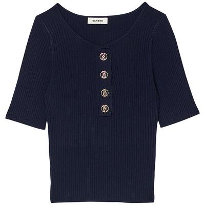 SANDRO修身圆领针织上衣