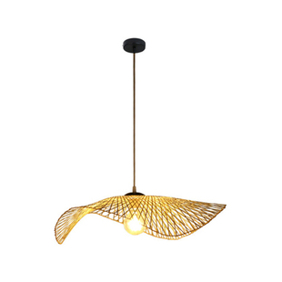 竹艺吊灯日式创意艺术多头装饰荷叶餐厅民宿饭店茶室大厅意境吊灯