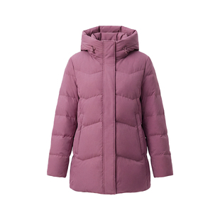 坦博尔中长款羽绒服女款冬季连帽中老年大码加厚妈妈时尚保暖外套