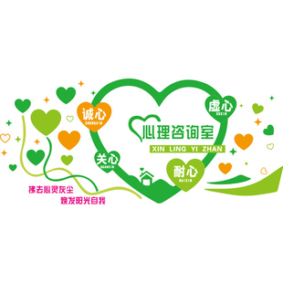 心理咨询室墙面装饰布置学校医院健康辅导室心灵驿站文化墙贴纸画