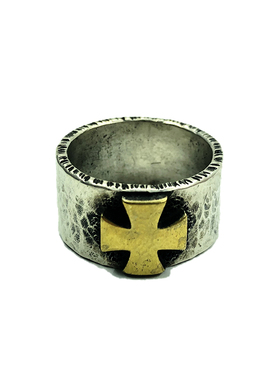 蓮說製物复古做旧金色十字手工银