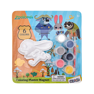 迪士尼儿童手工玩具diy石膏娃娃涂色疯狂动物城冰箱贴涂鸦石膏画