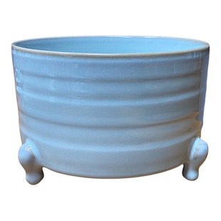 宋式汝瓷窑天青釉三足樽奁炉香器品香炉打香篆隔火薰空熏盘香炉子