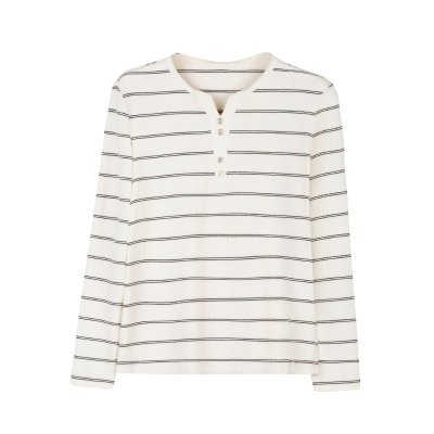 贴心女士罗纹V领长袖衫