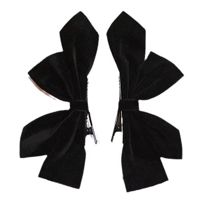 在逃公主黑色丝绒蝴蝶结发夹