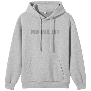 热风男士加绒卫衣2025年冬季新款肌理字母连帽卫衣美式复古卫衣