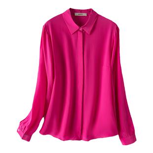 肯梵2026春重磅双绉桑蚕丝真丝衬衫女长袖大码宽松中长款纯色上衣