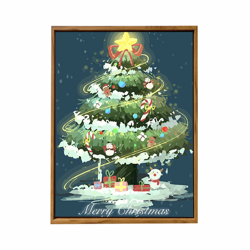圣诞节礼物DIY数字油画2024新款手工绘填充涂色丙烯油彩装饰挂画
