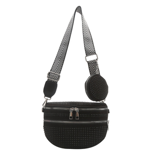 韩版亮钻包时尚单肩腰包胸包斜挎包女百搭潮酷网红宽肩带零钱包