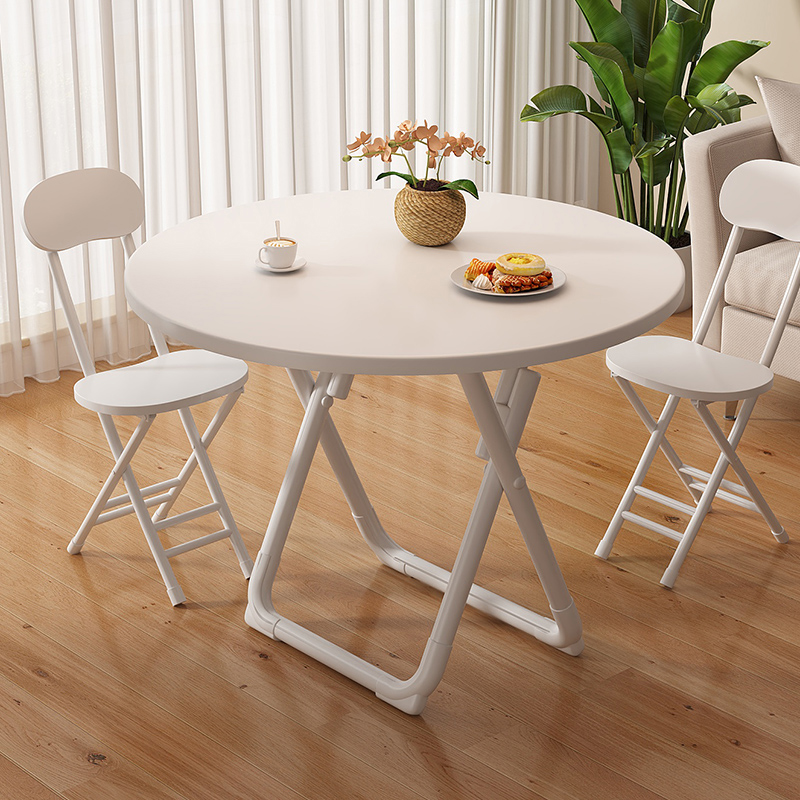 折叠桌子家用小户型吃饭小圆桌便携式阳台桌椅组合出租屋简易餐桌