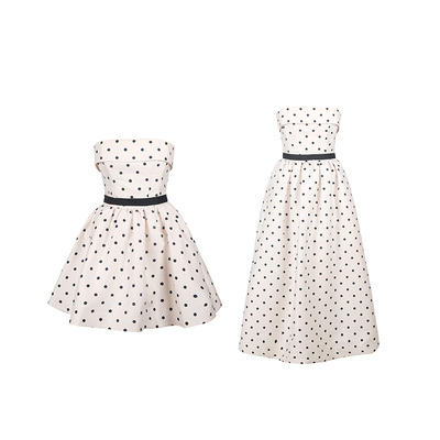复古波点优雅千金抹胸礼服连衣裙