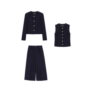 Maven Lin精致套装丨羊毛短款呢子外套女毛呢背心马甲/七分休闲裤