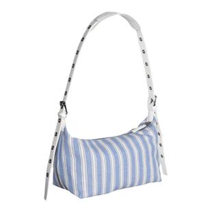 山口美袋 海岛色系 真皮肩带斜挎腋下流浪包 可斜挎单肩尼龙包