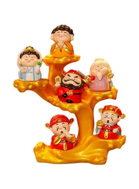 中式风玄关桌面创意小神仙发财树