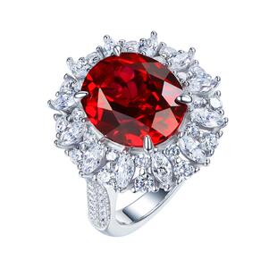 培育红宝石925纯银戒指小众高级感鸽血合成红宝石百搭大戴妃戒指