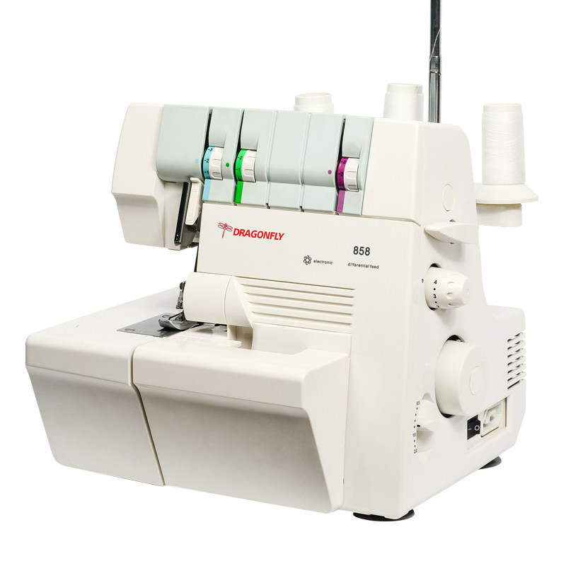 蜻蜓858多功能带灯家用电动绷缝机四线锁边三线包缝五线密拷机包