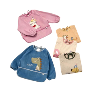 尼多熊男女宝宝罩衣秋冬灯芯绒儿童围裙防脏婴儿吃饭围兜冬天外穿