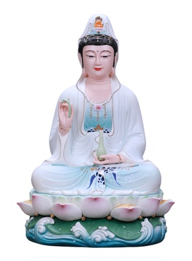 格兰吉蓝衣彩陶瓷家用供奉摆件