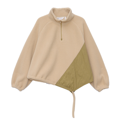 MOVEUP幻走2025冬季新款.FUN系列立领拉链插肩袖拼接短款套头衫女