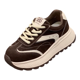 复古真皮老爹鞋女2025年冬季轻便阿甘鞋厚底增高显瘦运动休闲女鞋