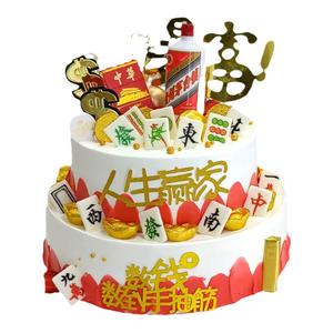 蛋糕模型仿真2023网红流行儿童卡通祝寿双层塑胶生日蛋糕样品模具