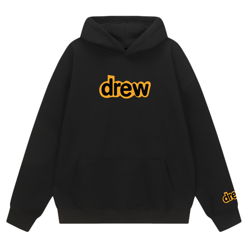 Drew笑脸经典款字母卫衣加绒连帽外套纯棉面料宽松男女情侣款帽衫