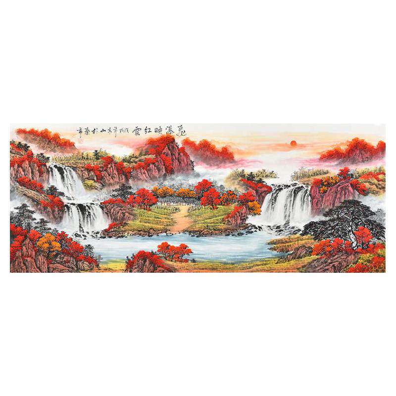 纯手绘字画聚宝盆山水画鸿运当头