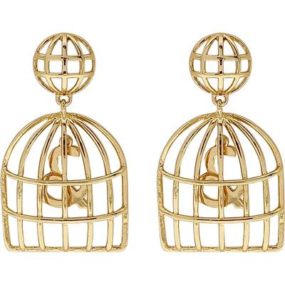 苏心新款复古风金色镂空夸张耳环