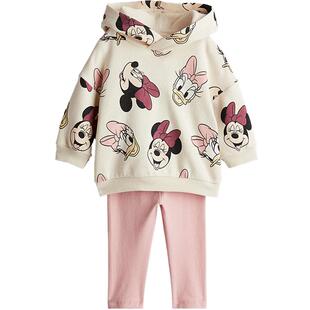 【迪士尼系列】HM童装女婴套装2件式米妮加绒连帽卫衣长裤1176786