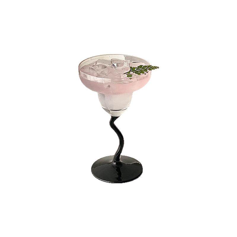 黑杆弯脚玛格丽特杯微醺调酒杯