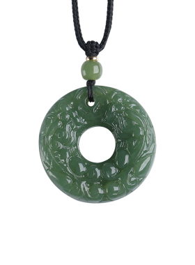 天然和田玉双面貔貅平安扣吊坠