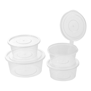 一次性调料杯带盖子圆形商用小号汤碗加厚外卖打包连体分装酱料盒
