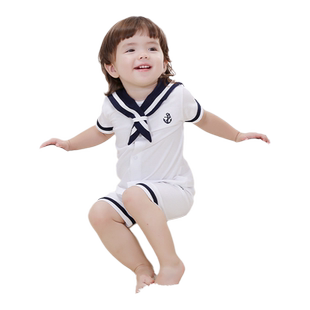 女宝宝海军领套装小水手服男童2026新款学院风洋气夏季薄款演出服