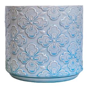 出口北欧手工花盆孤品简约浮雕花釉陶瓷设计师蝴蝶兰绿植花器