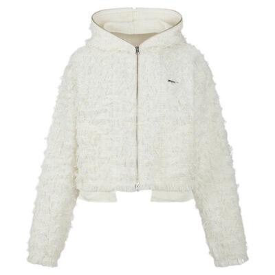 MOUSSY2026春季新品甜酷风立体流苏连帽拉链夹克外套28JSA30-1021