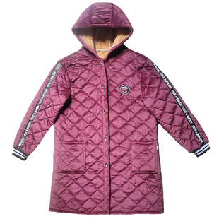 冬季加绒加厚款保暖棉袄大码外套妈妈装罩衣女外穿中长款连帽棉衣