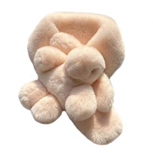 治愈系可爱真獭兔毛皮草围巾女冬季韩版百搭加厚双面保暖兔子围脖