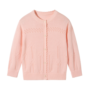 贝肽斯莱赛尔儿童针织开衫2026春秋新款女童莱赛尔凉感空调衫外套