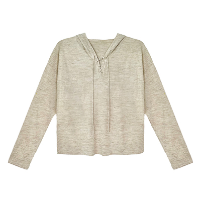 weave连帽绑带长袖针织衫