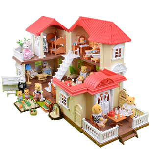 森贝尔森林大屋灯光别墅儿童女孩仿真过家家族玩具娃娃房生日礼物