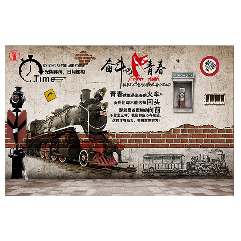 餐厅火锅串串烧烤复古背景墙壁布