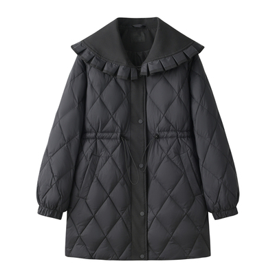 韩版中长款娃娃领显瘦羽绒服