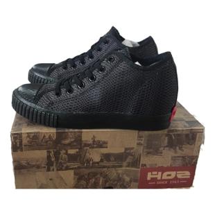 HOZ后街女鞋小白鞋新款夏季透气网面休闲板鞋内增高百搭全黑色鞋