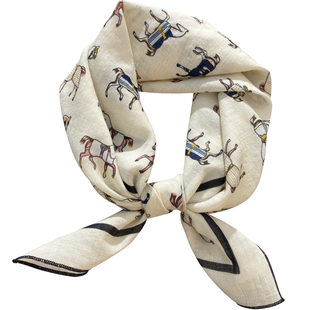 彩恩格复古小方巾方巾女士小众百搭领巾发带护颈棉三角巾丝巾围巾