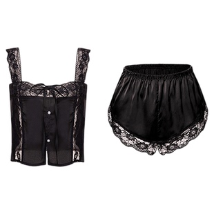 「LA」Agnes·欲见梦境｜静感系列*纯欲蕾丝吊带短裤睡衣套装女夏