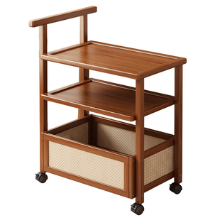 移动置物架小推车带轮茶几客厅家用零食收纳架中古沙发边柜边几