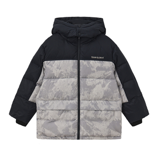 POLO WALK童装 男童羽绒服中长款2025新款冬季儿童外套拼色连帽