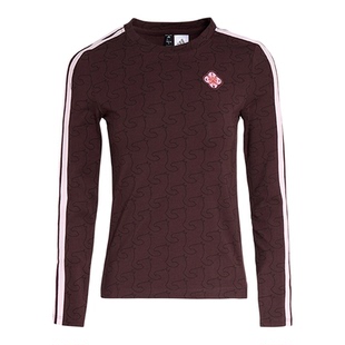 【马思纯同款】阿迪达斯新年26女运动休闲修身长袖圆领T恤 KW4678