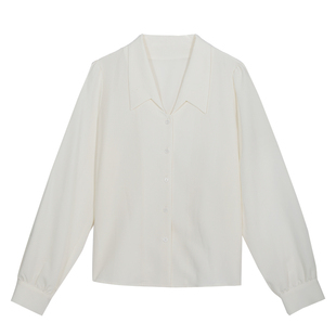 达佳诗白色上衣女士高级感通勤面试女装小个子秋装女款轻职业衬衣